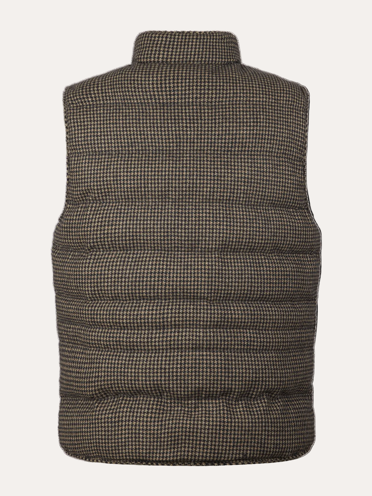 Quilted Buttoned Vest Padded Wool Navy Pattern
