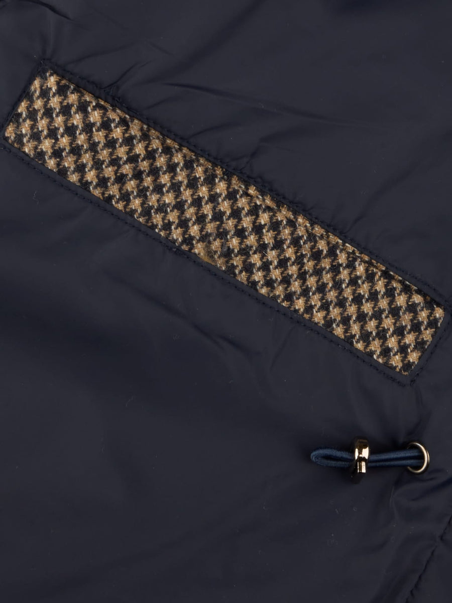 Quilted Buttoned Vest Padded Wool Navy Pattern