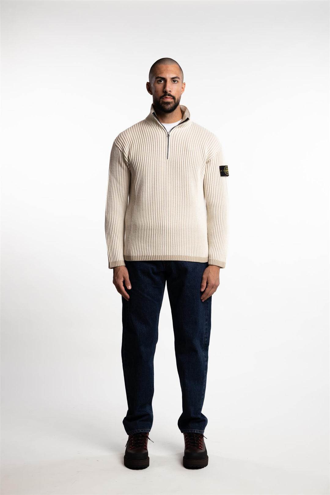 Vanisé Full RWS Wool Half Zip Sweater Natural White