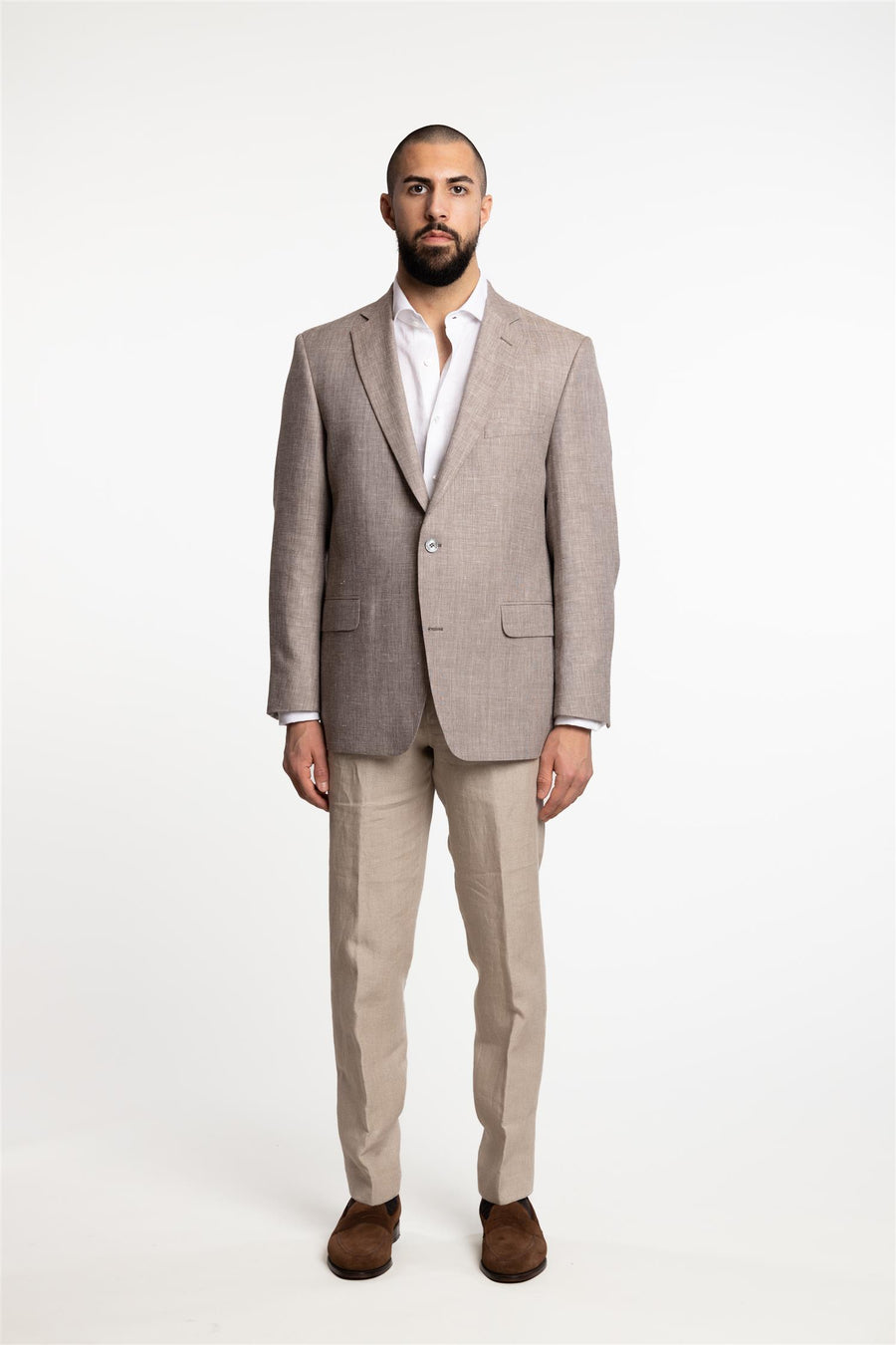 Joel Wide Fit Linen/Wool Blazer Terra Brown