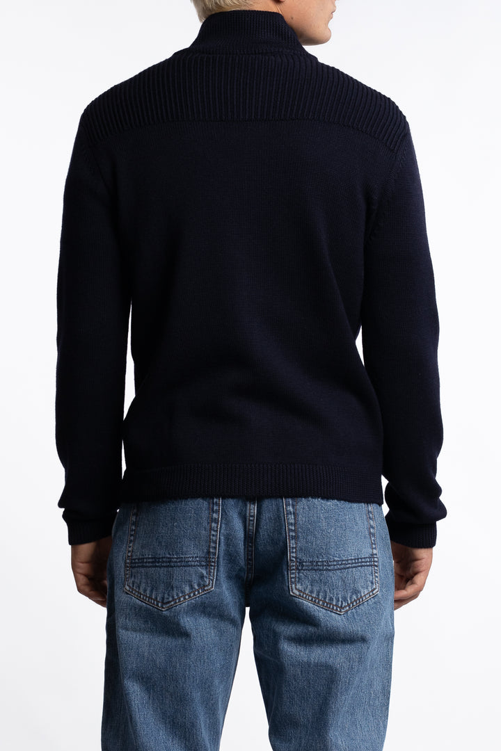 Full-zip Wool Cardigan Navy