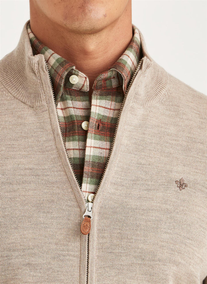 Merino Zip Cardigan Khaki
