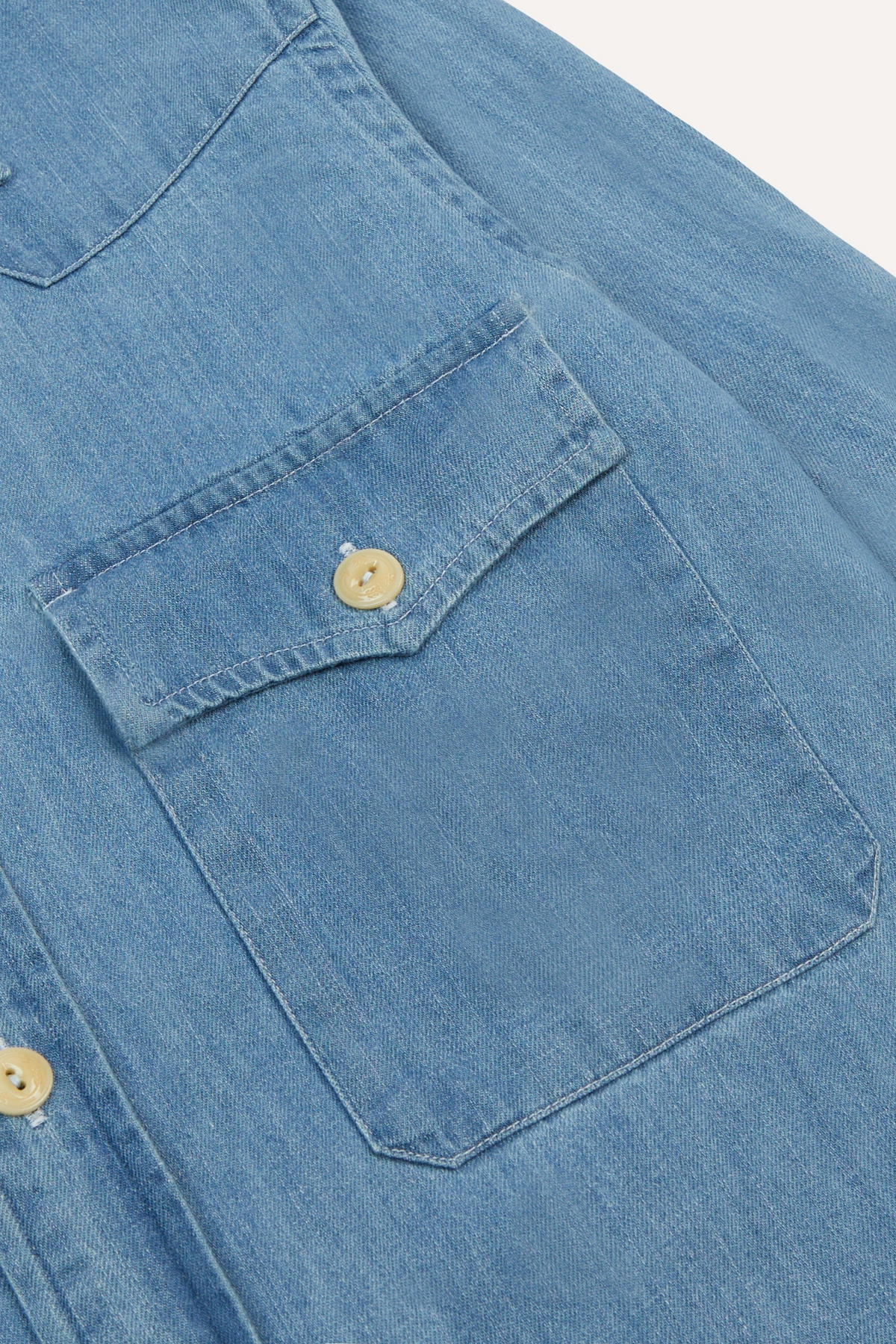 Denim Two-Pocket Western Shirt Bleach Wash
