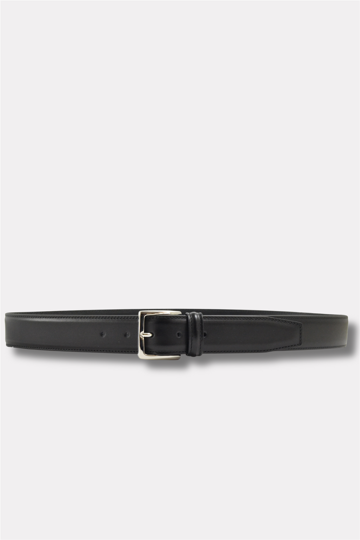 Classic Stitched Leather Belt Black 3,5 cm