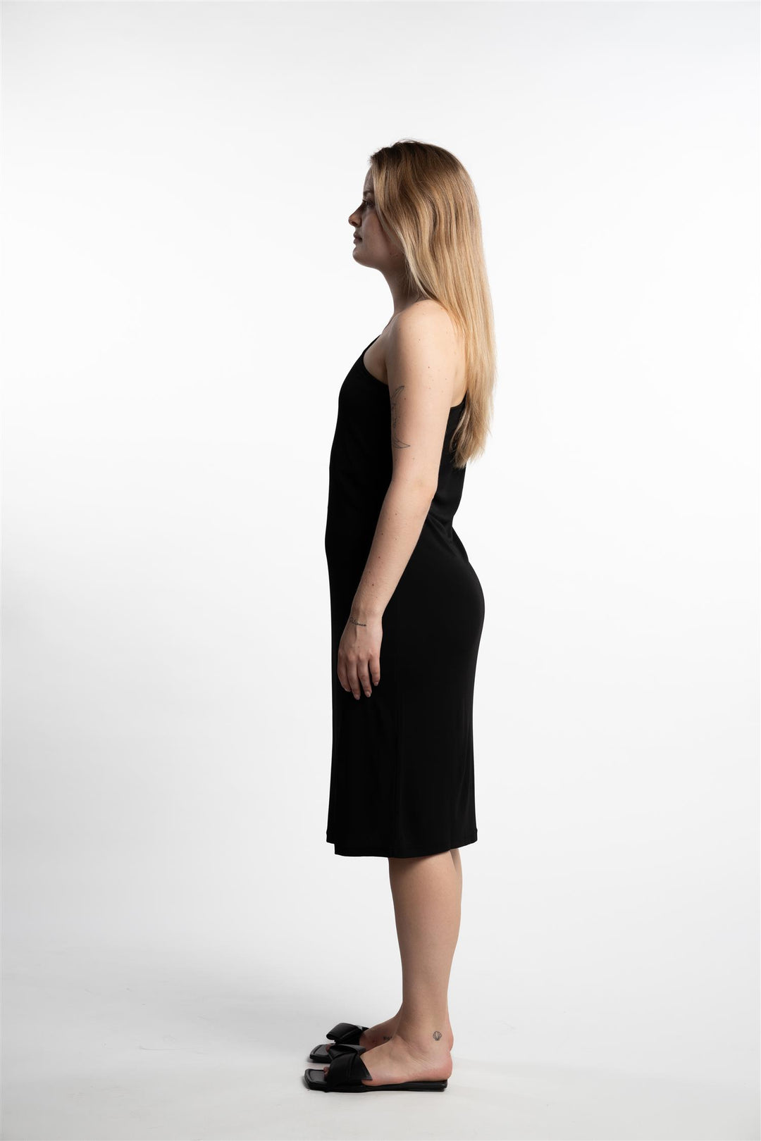 One Shoulder Jersey Dress- Black