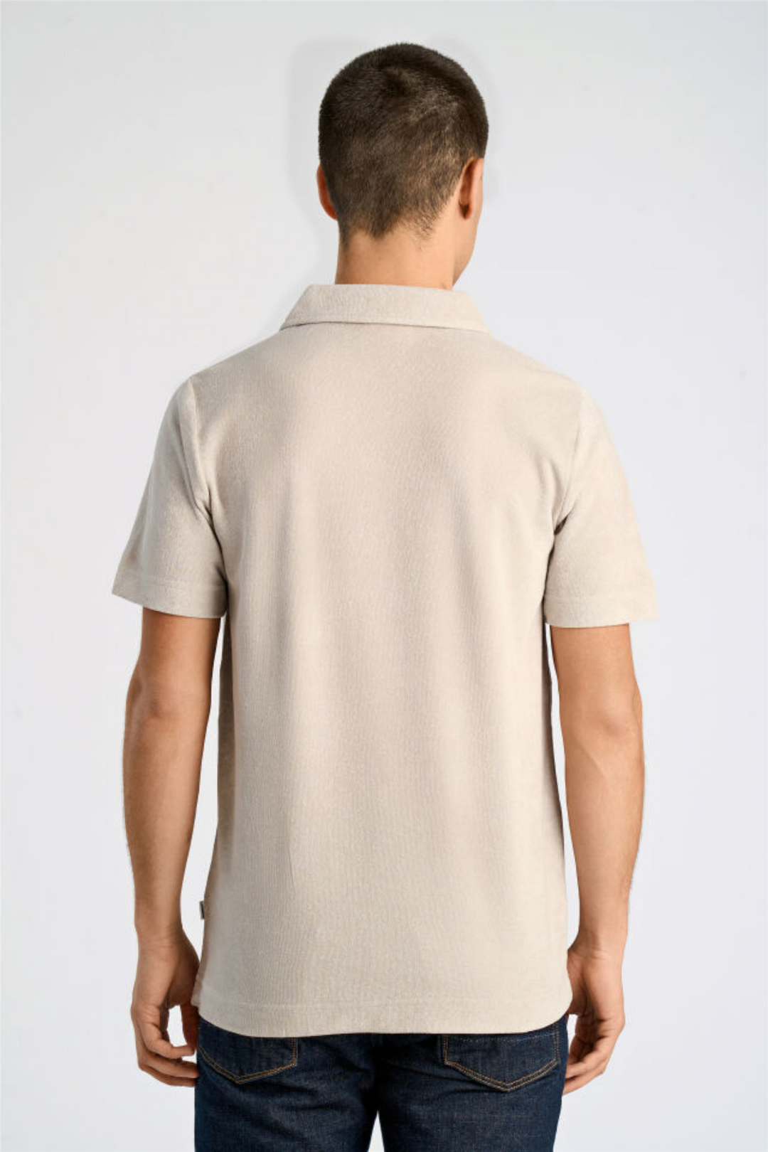 Towel V-Neck Polo S/S Fair Grey