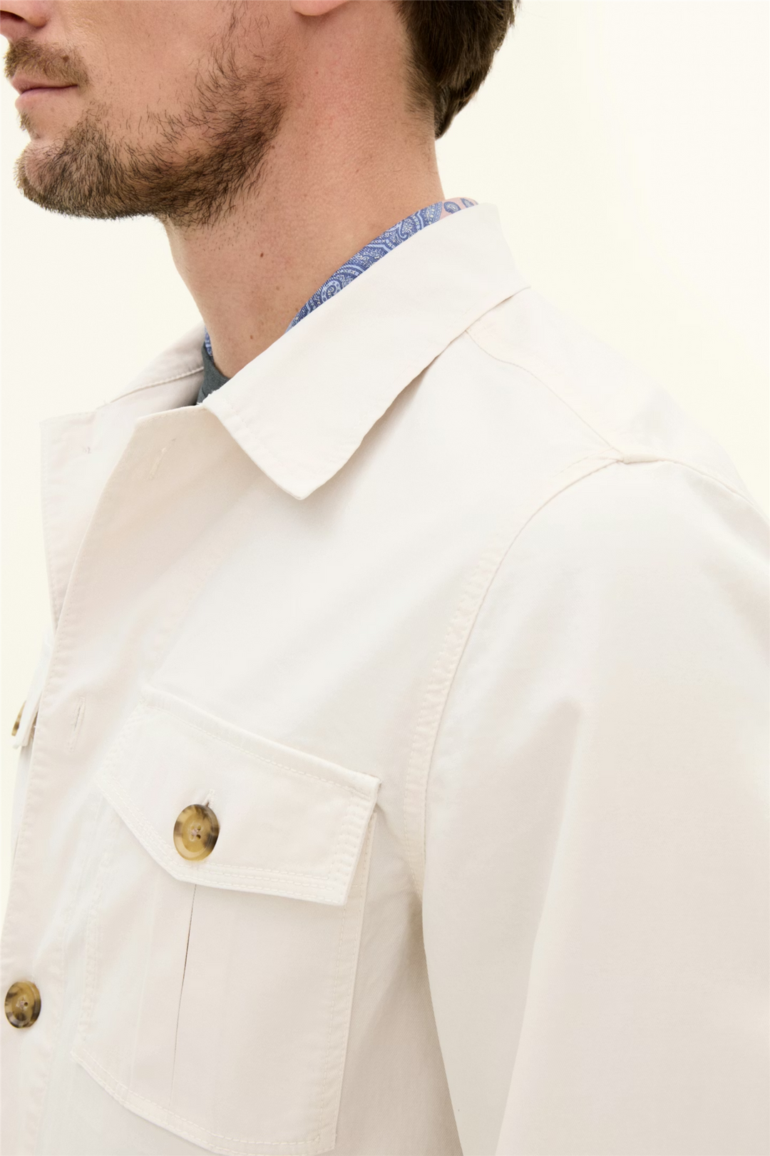 Regular Fit Safari Overshirt Bomullstwill Creme White
