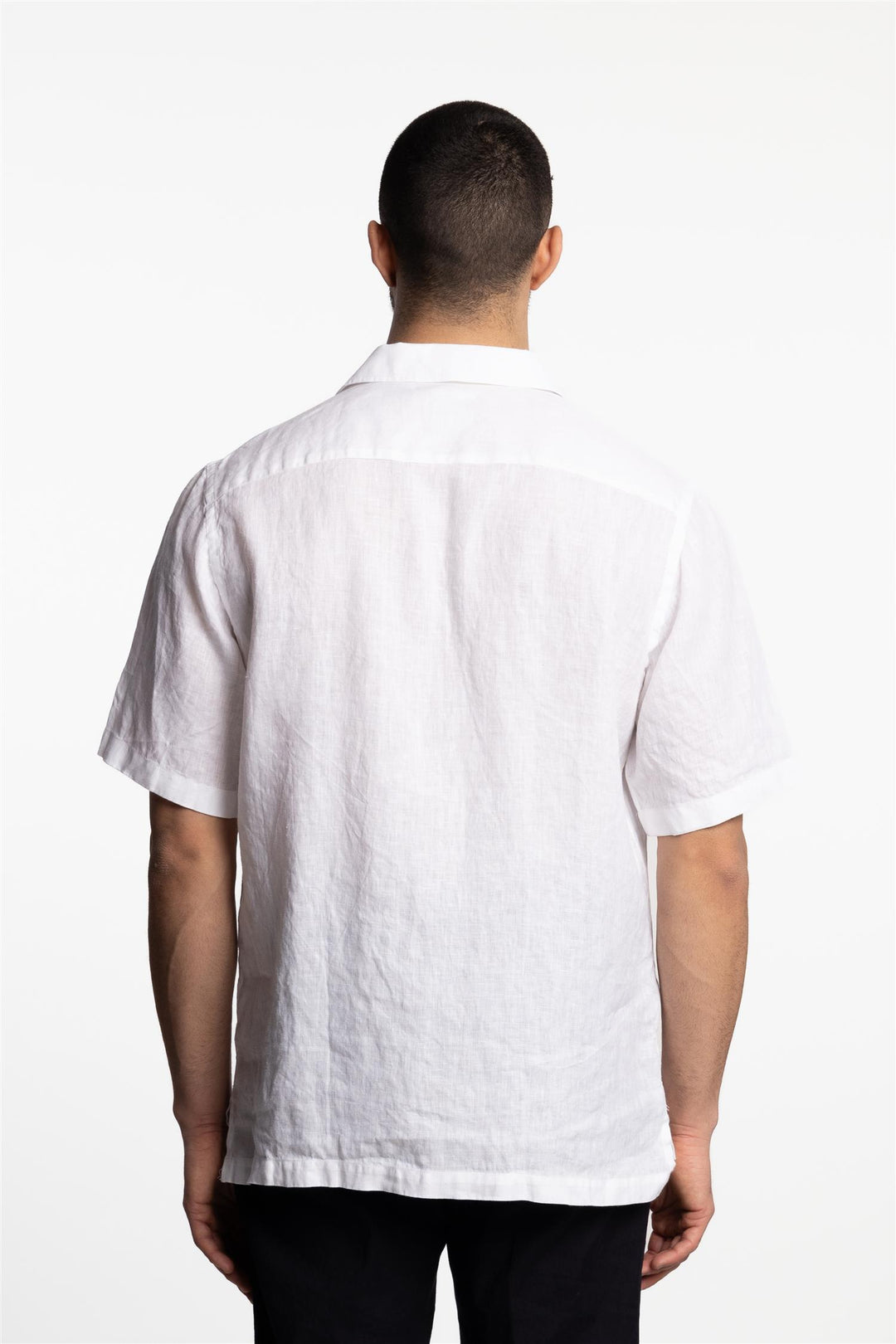 Verona Camp Collar Linen Shirt White