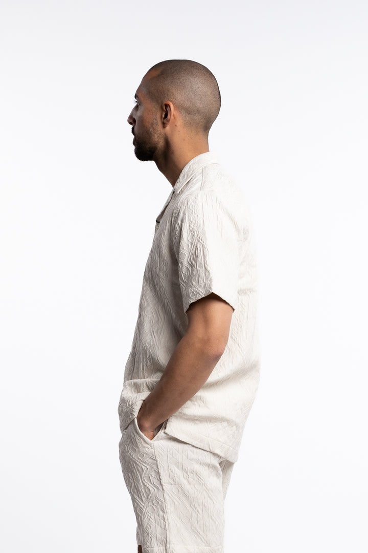 Textured Shirt S/S Pearl White