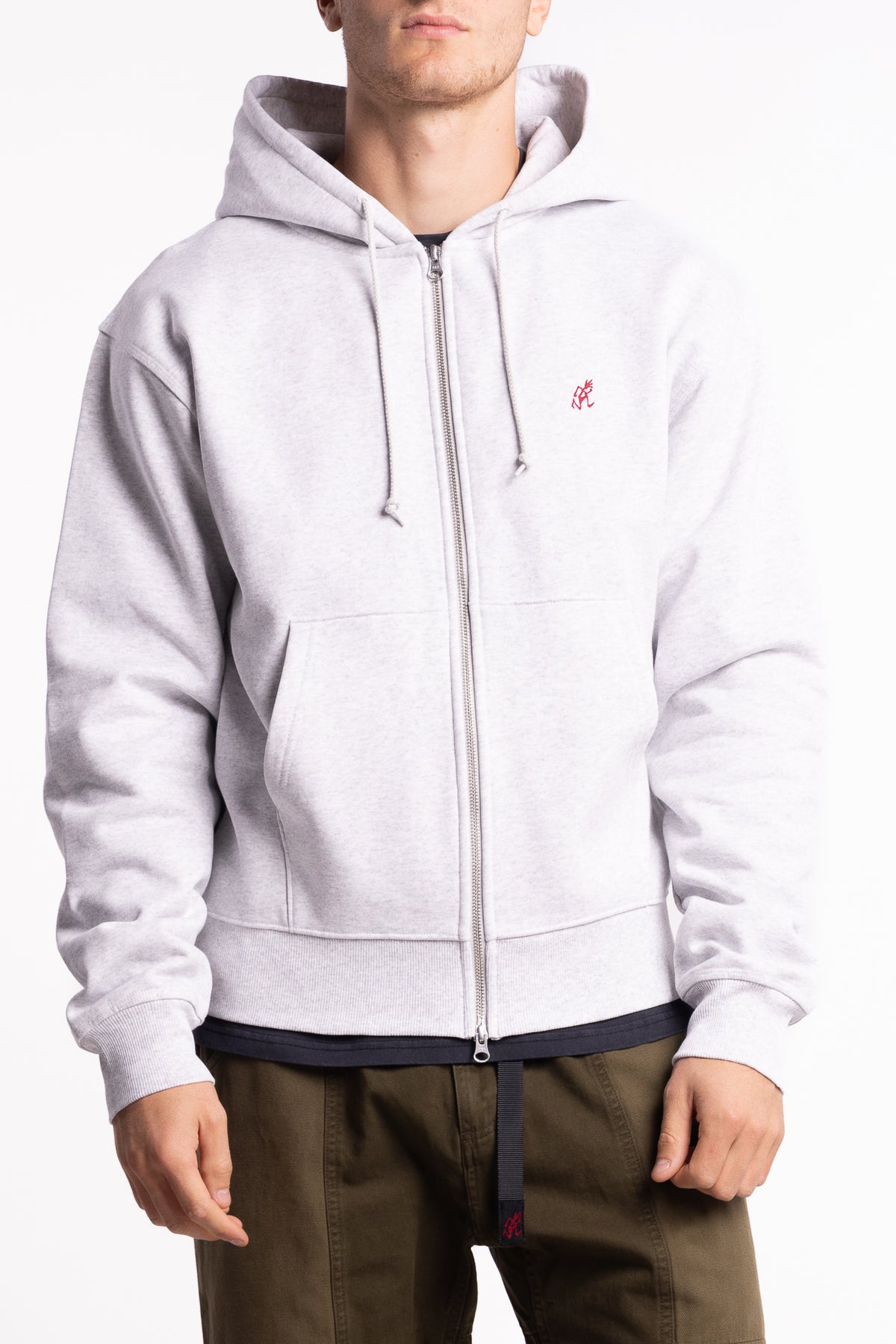 One Point Zip Hooded Sweatshirt Heather Ash
