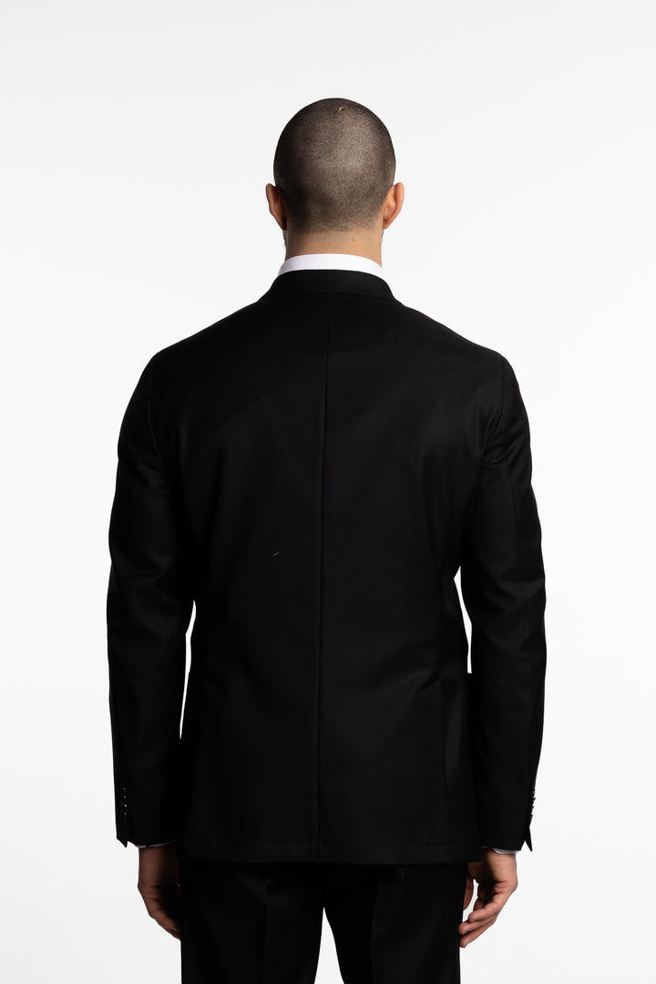 Vicenza Regular Fit Double Breasted Wool Blazer Black