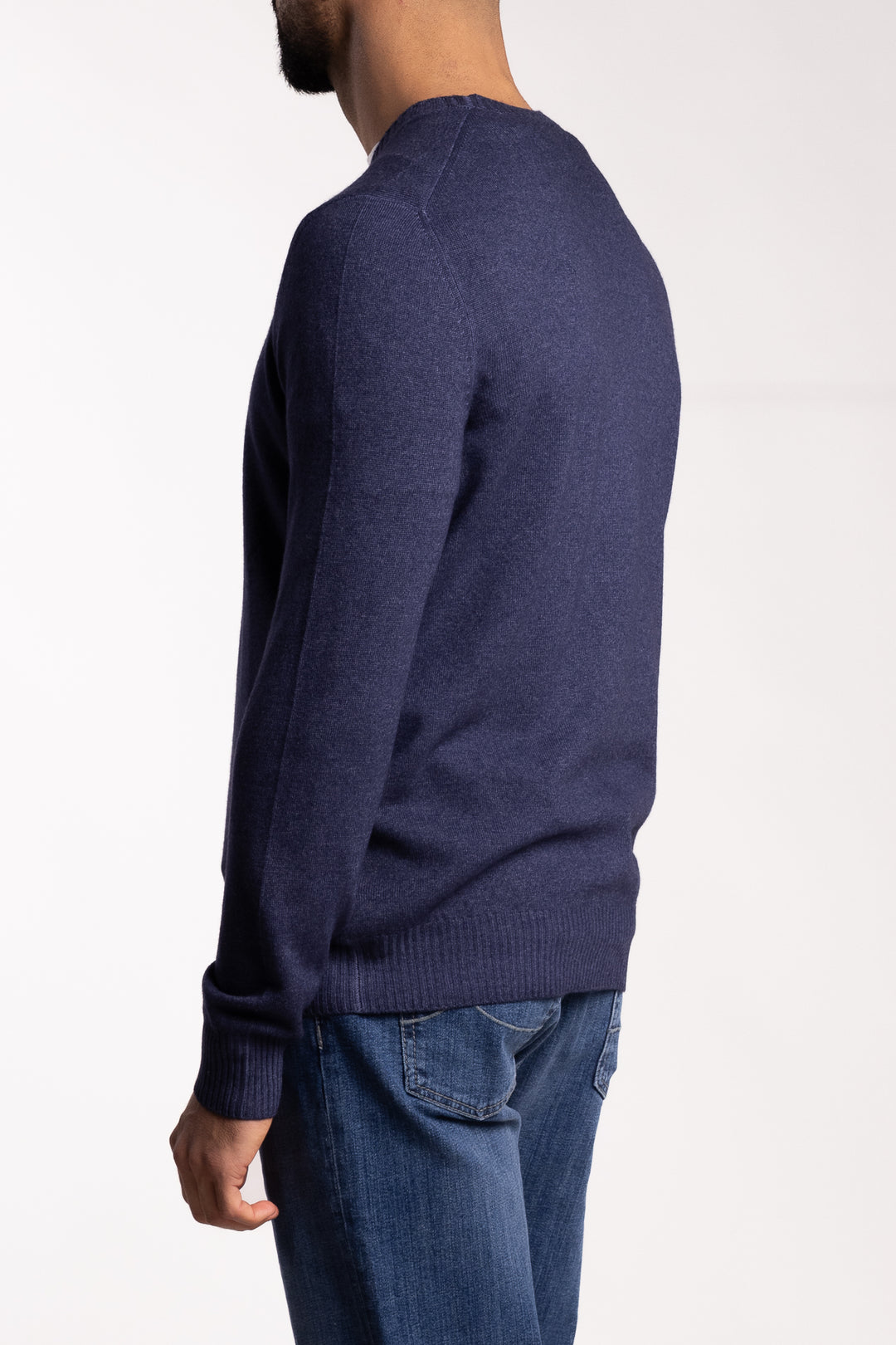Wool/Cashmere Washed Crewneck Blue
