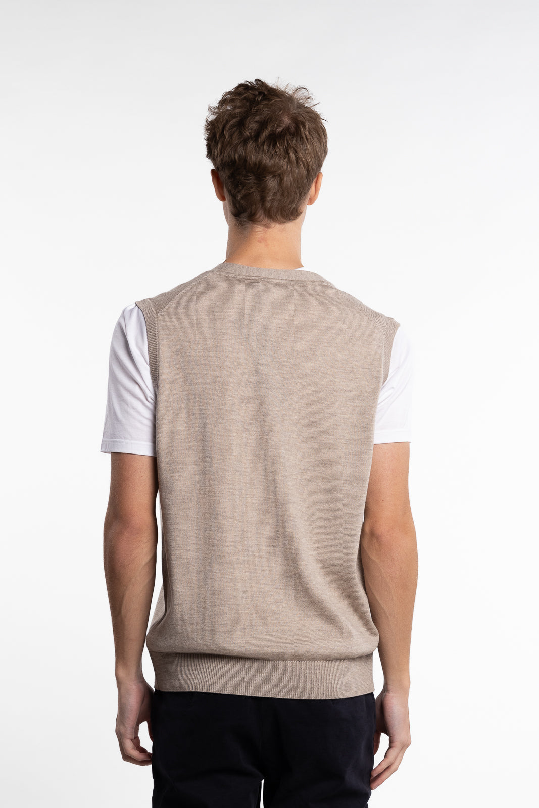 Merino Slipover Vest Khaki