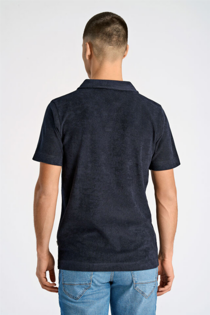 Towel V-Neck Polo S/S Navy