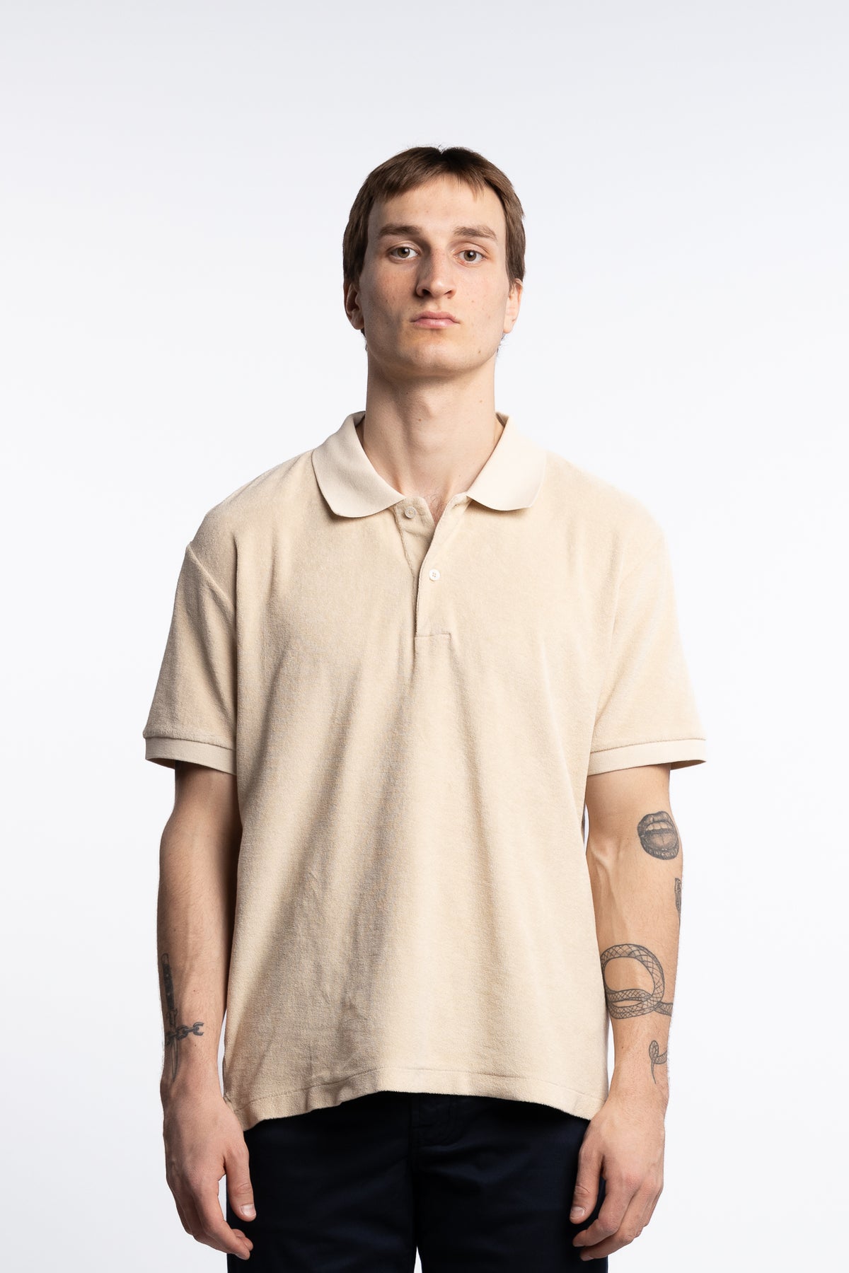 Terrycloth Cotton Polo Beige