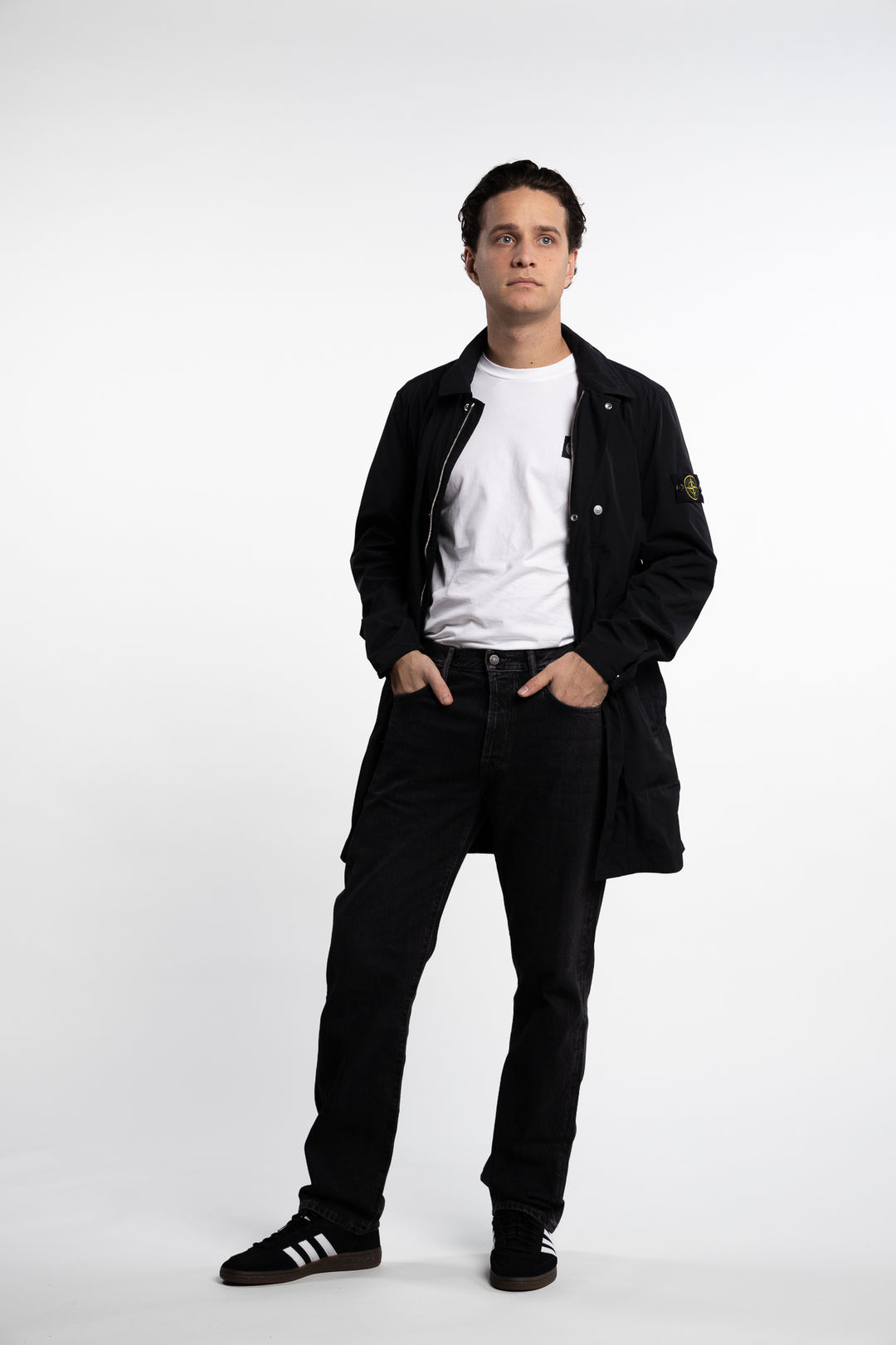 Micro Twill Long Coat Black