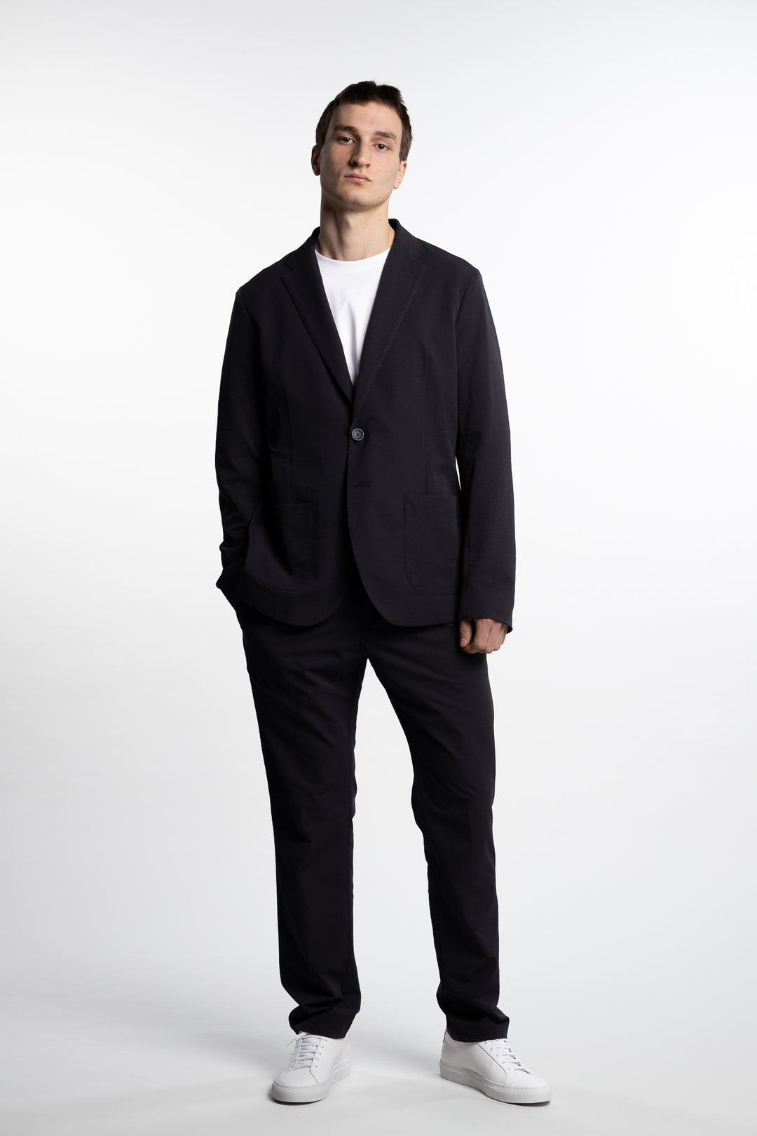 Seer-Crease Trousers Blue Navy