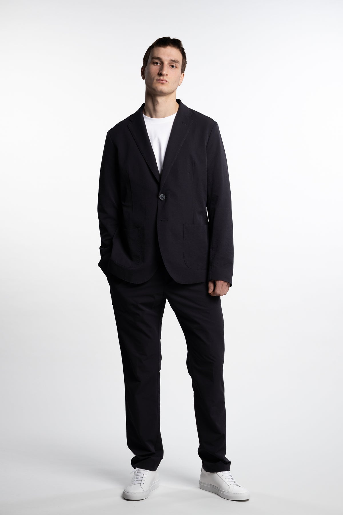 Seer-Crease Trousers Blue Navy