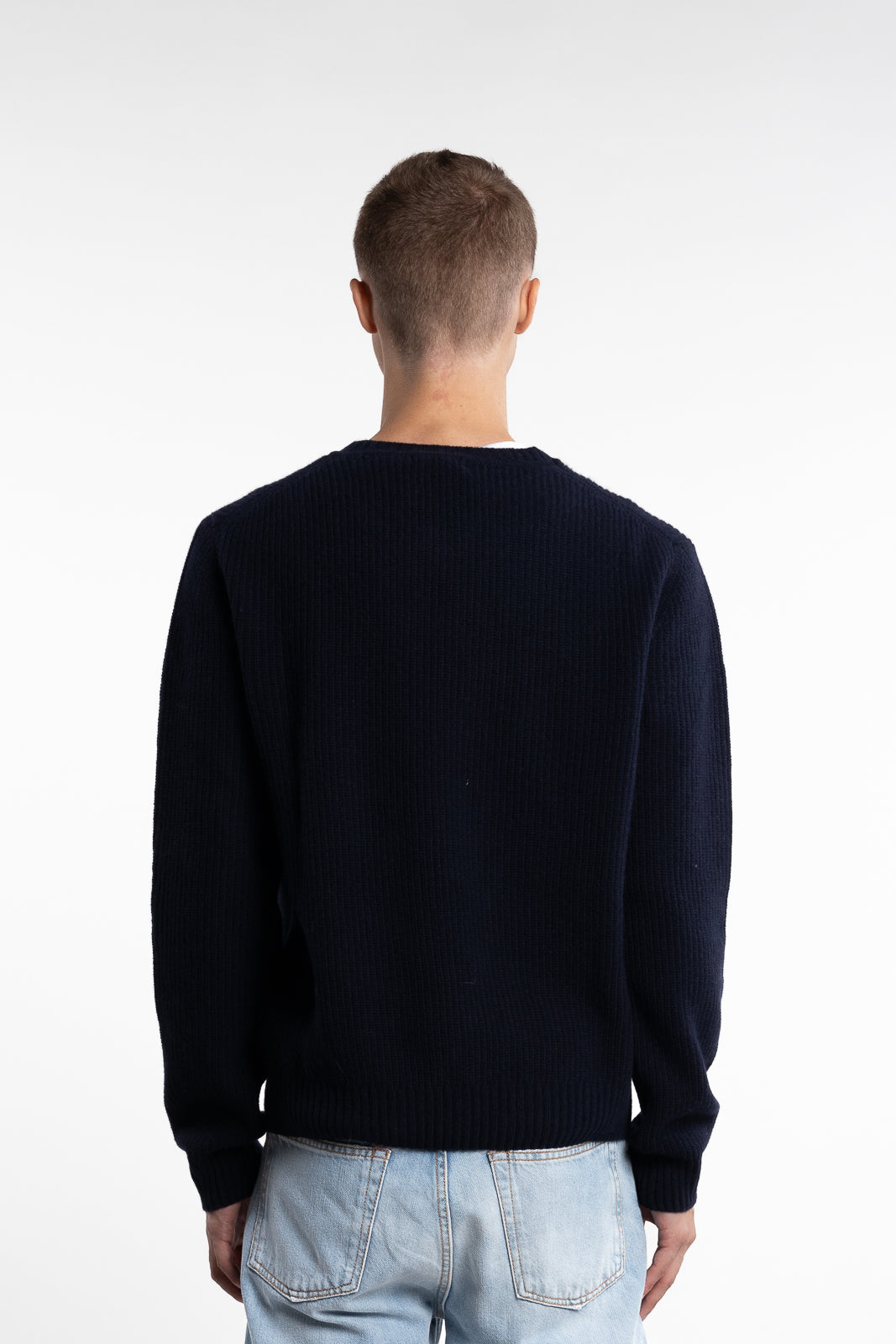 Merino Rib Knit Sweater Dark Blue