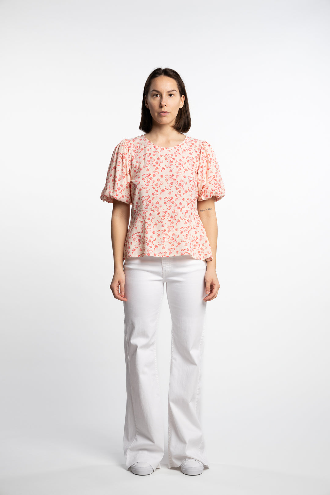 Athilda Blouse- Cream Pink Flower