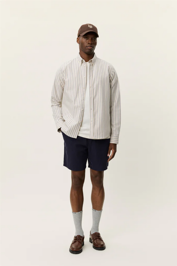 Konrad Striped Oxford Shirt Eggnog White