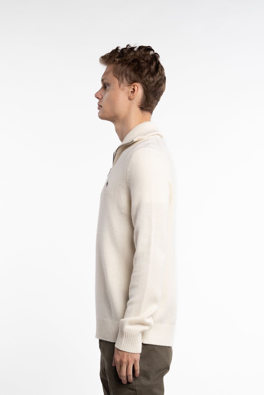 Hertford Merino Half Zip Off-White