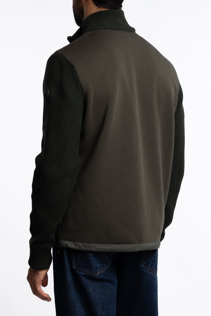 Multi Material Padded Hybrid Jacket Green