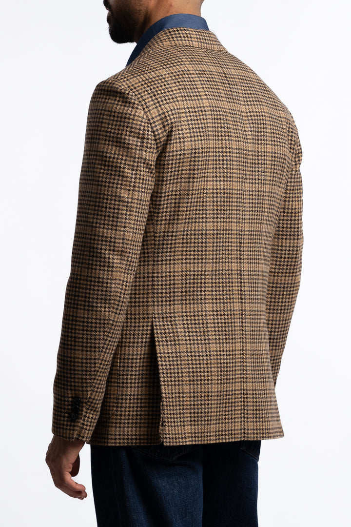 Roma Wool/Cashmere Regular Fit Blazer Brown Houndstooth