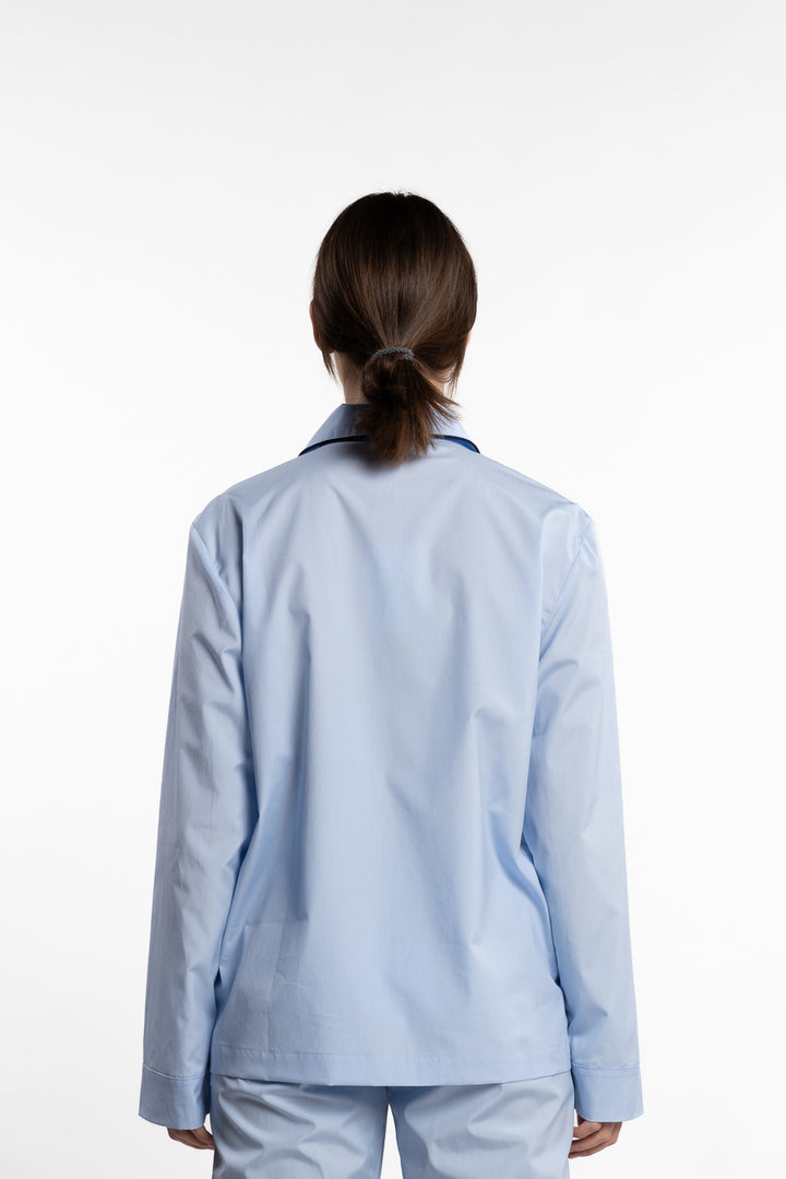 Vendome Pyjama Shirt - Sky Blue White