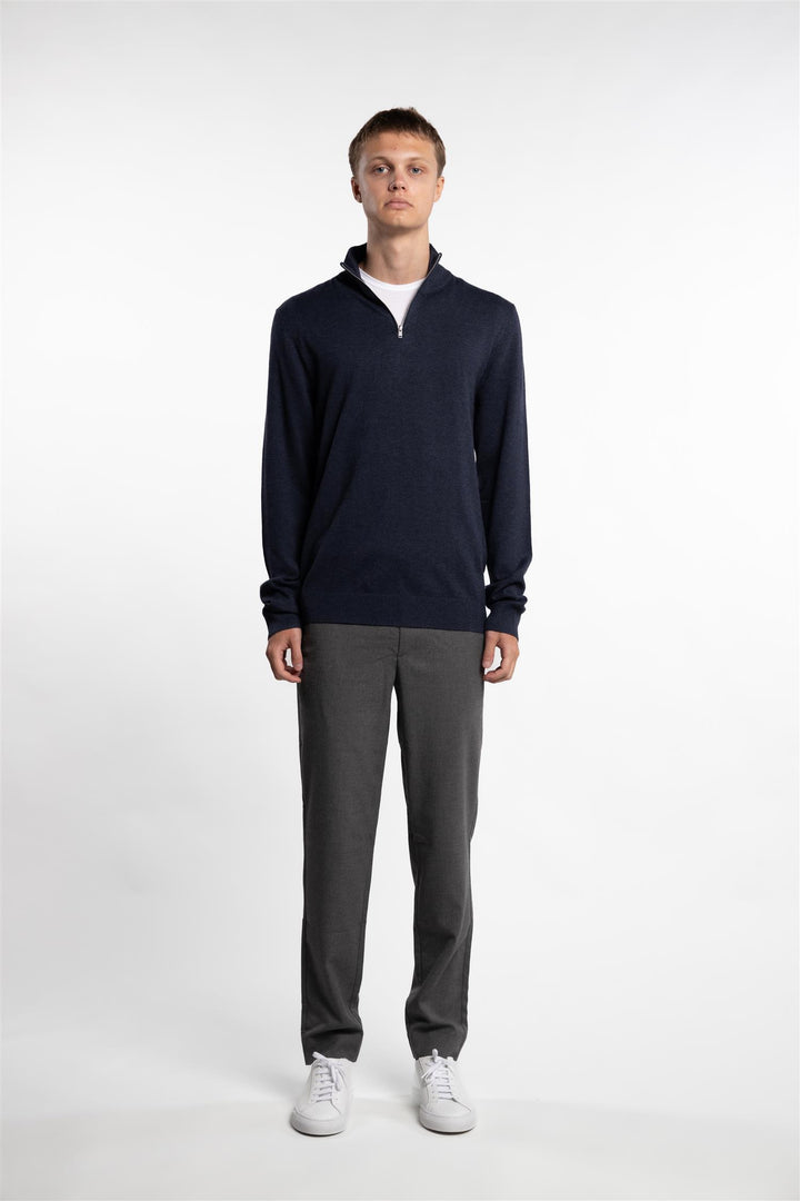 Half Zip Mélange Knit Navy Mix