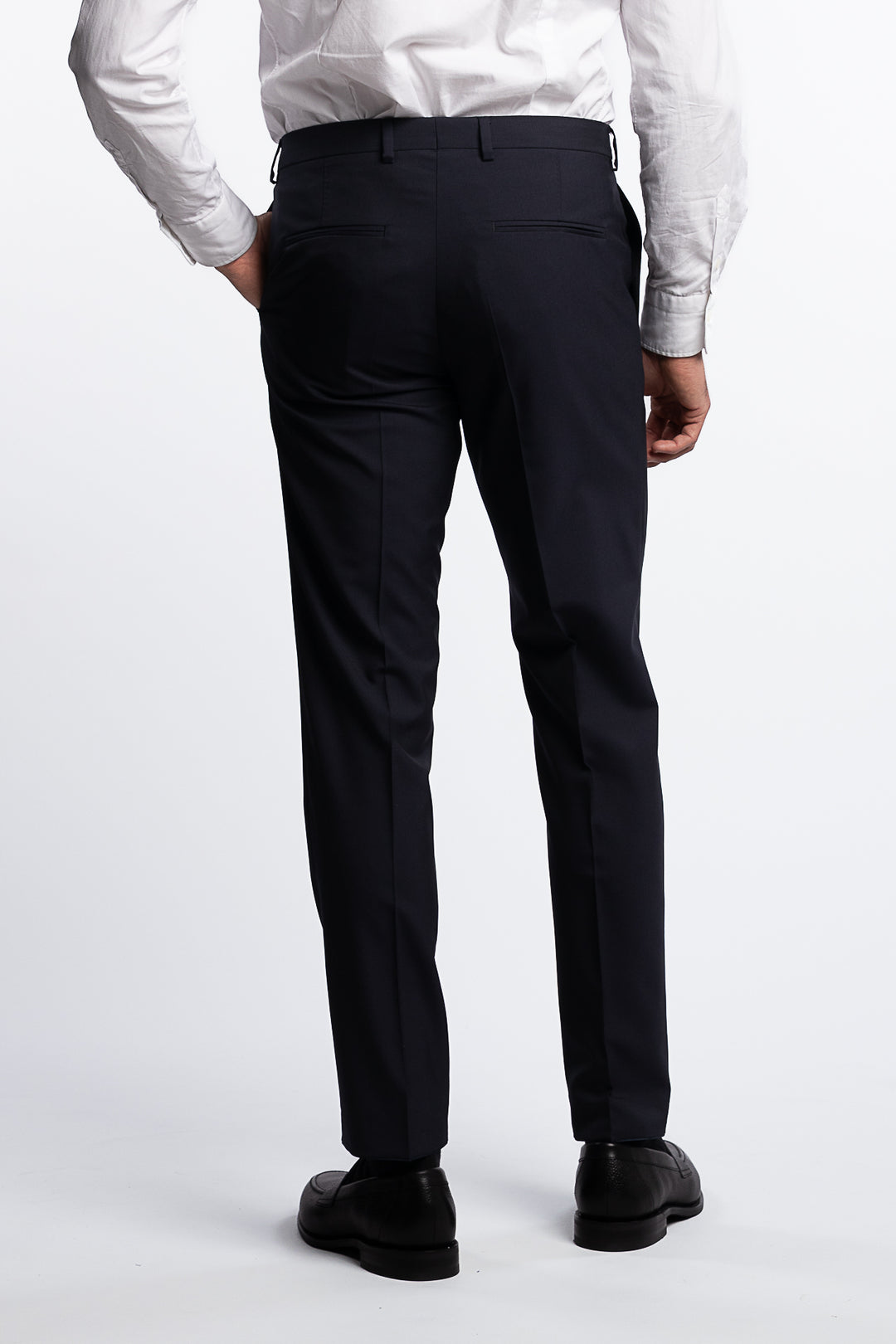 Denz Slim Fit Wool Trousers Dark Navy