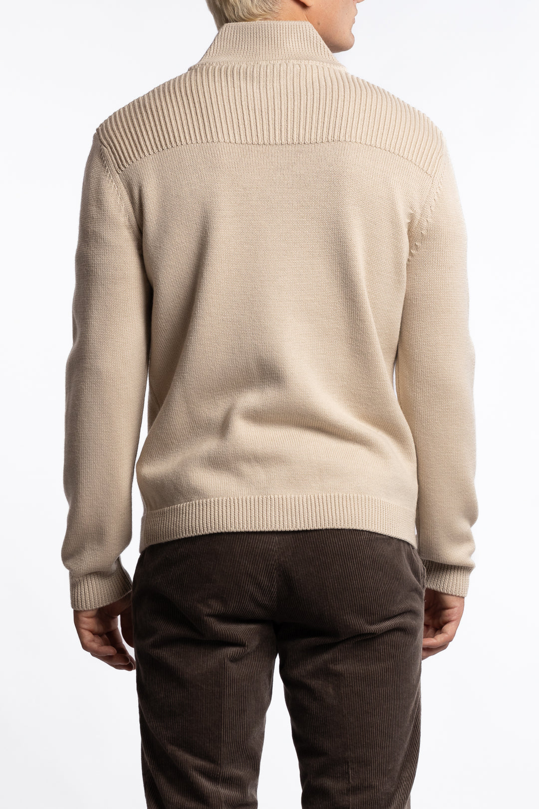 Full-zip Wool Cardigan Beige
