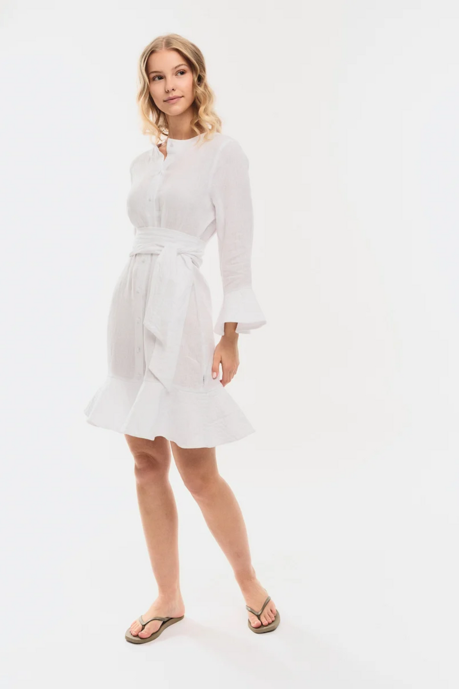 Gabrielle Linen Dress- White