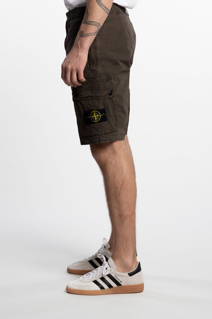 Slim Fit Cargo Bermuda Shorts With Zip Pockets Green