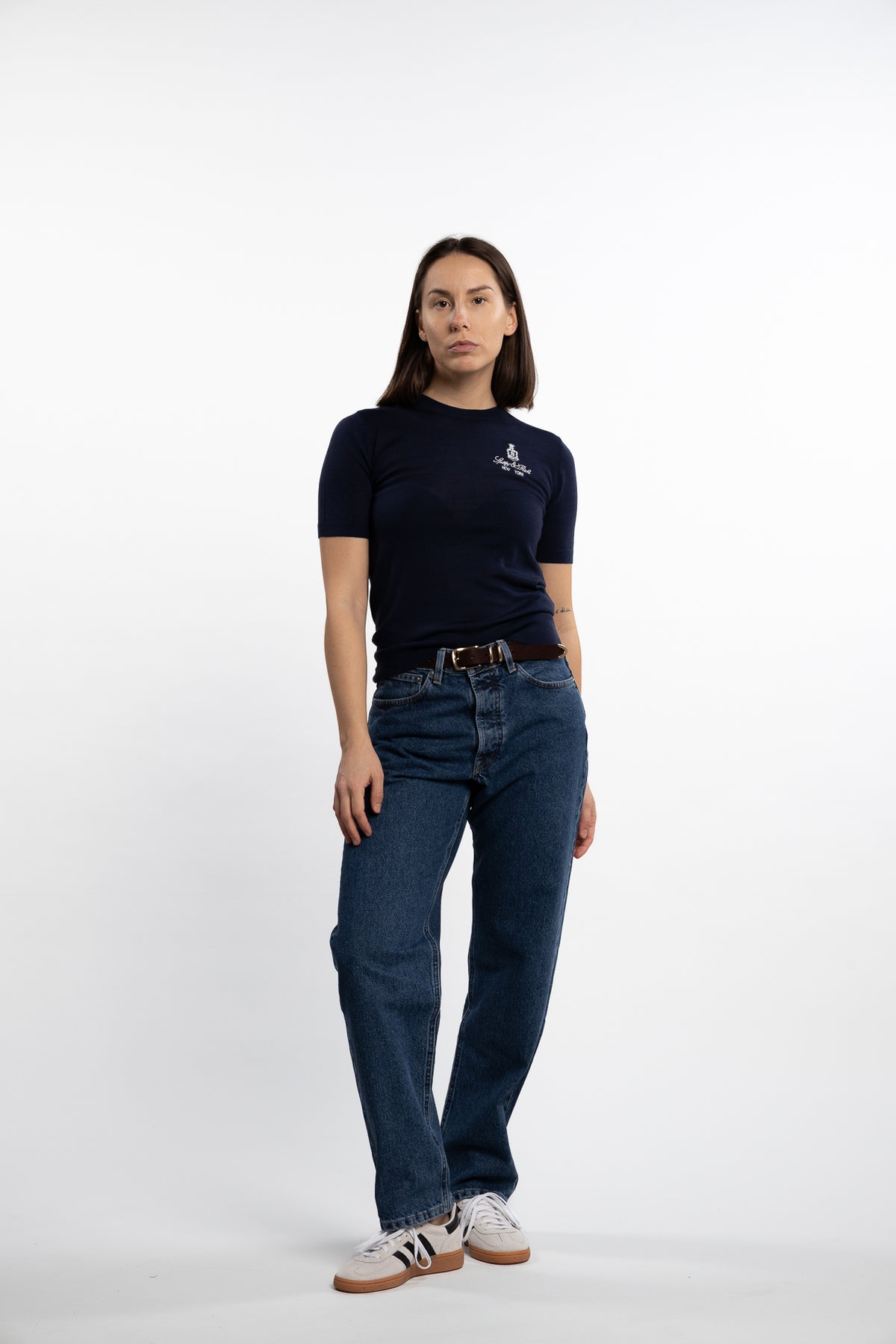 Vendome SS Merino Sweater- Navy