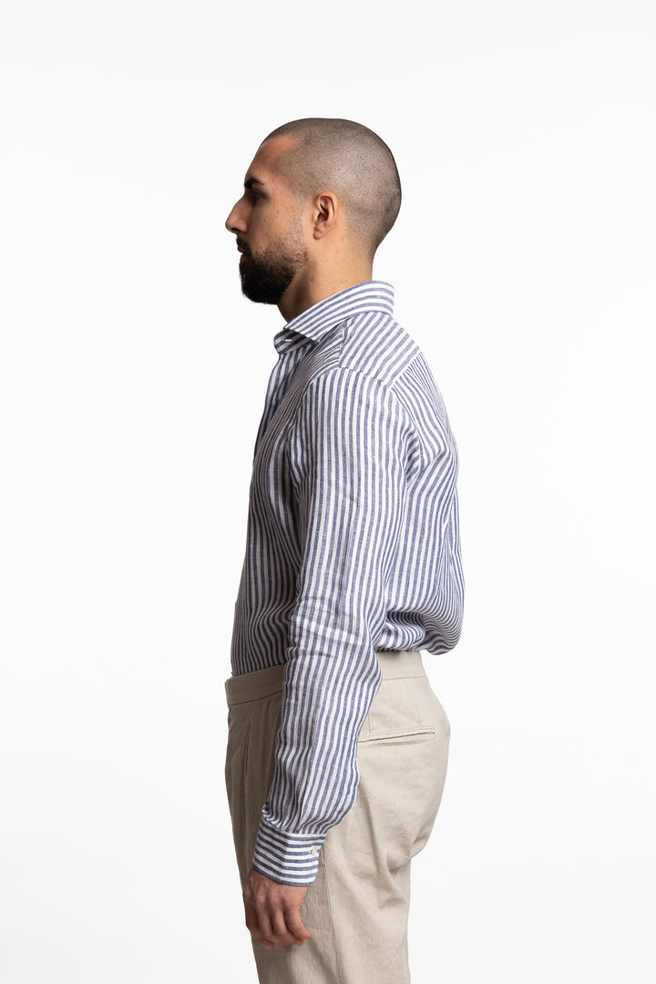 Culto Linen Shirt Blue Stripes