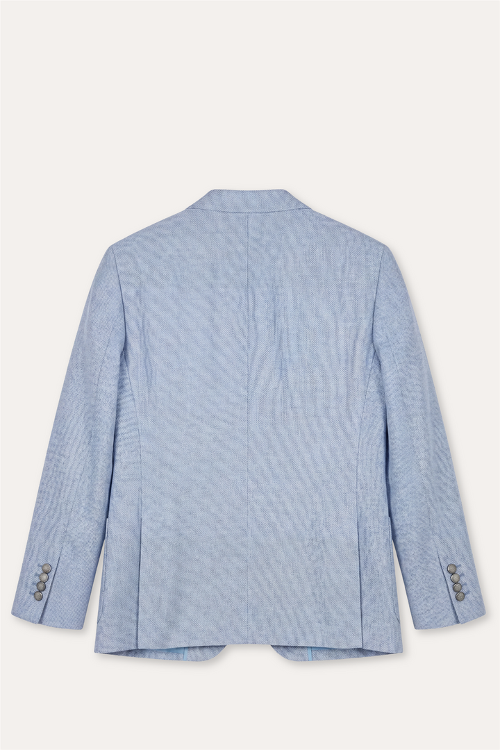 Linen/Wool Slim Fit Blazer Light Blue