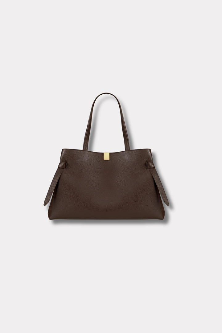 Gyoza Tote- Espresso Pebble Grain Leather