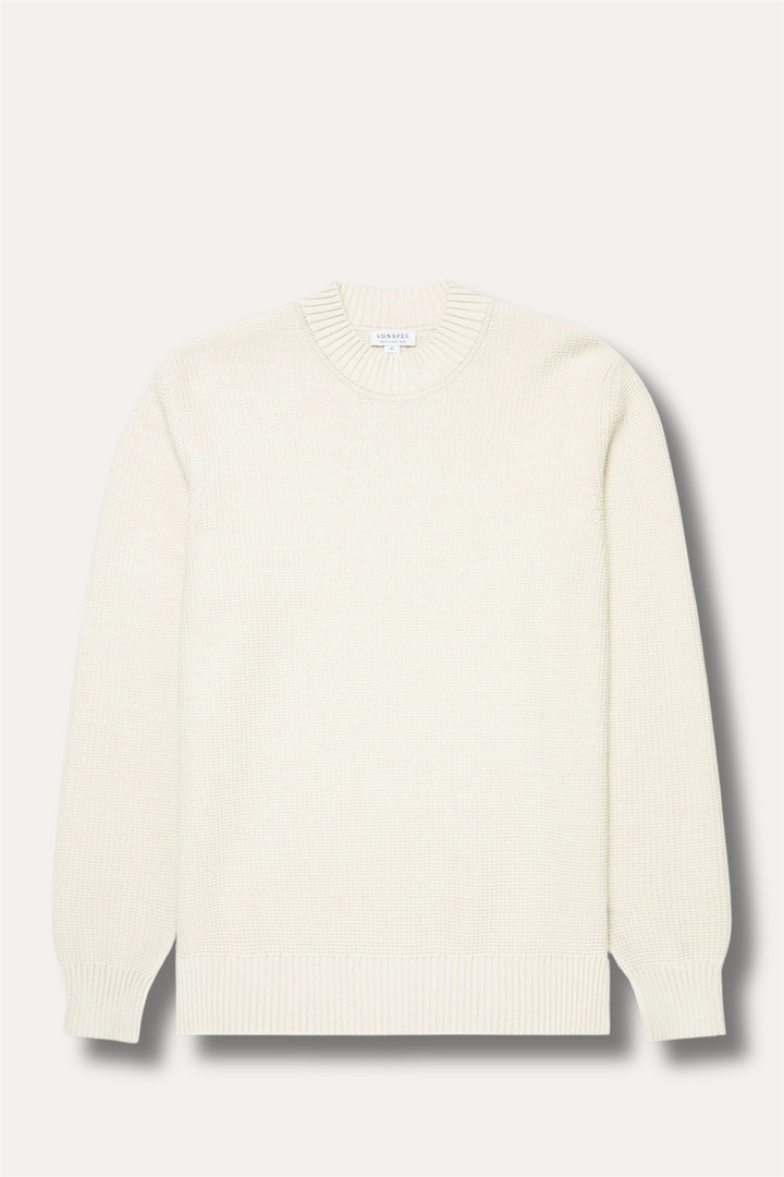 Cotton Crew Neck Jumper Ecru