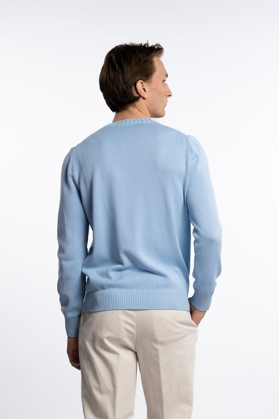 Cotton Long Sleeve Crewneck Light Blue