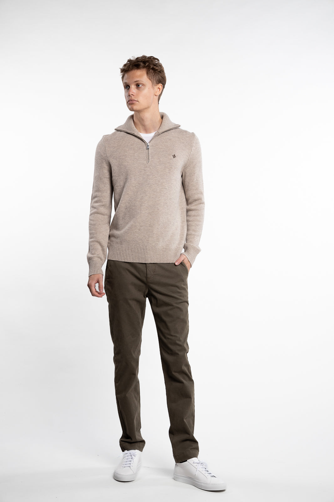 Hertford Merino Half Zip Khaki