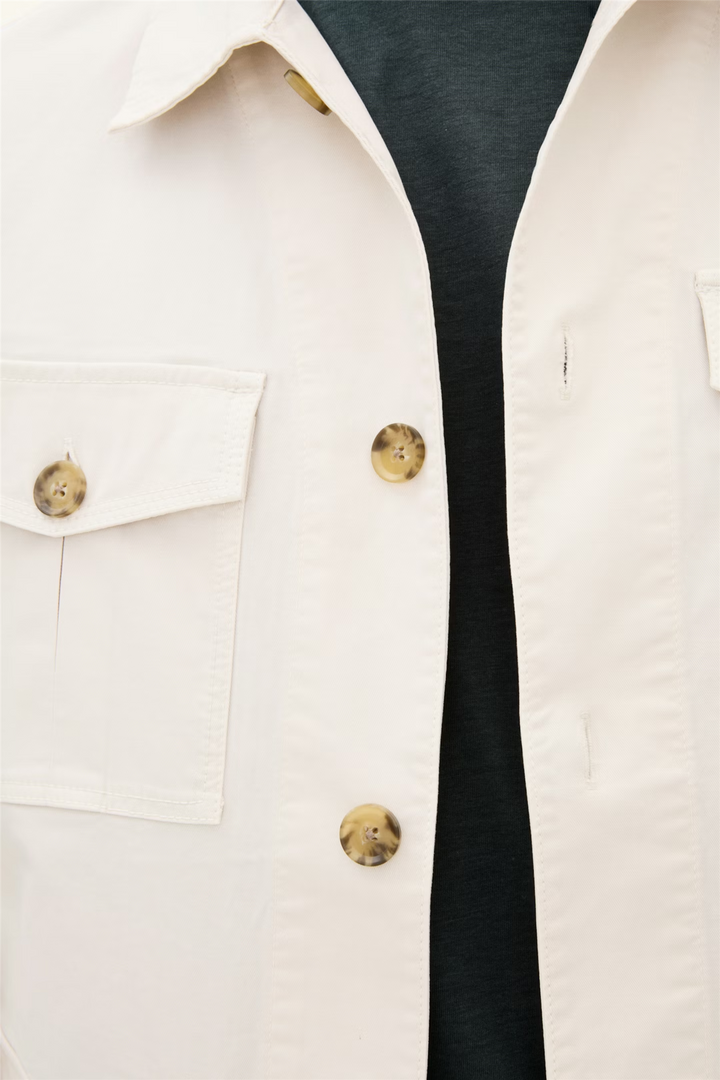 Regular Fit Safari Overshirt Bomullstwill Creme White