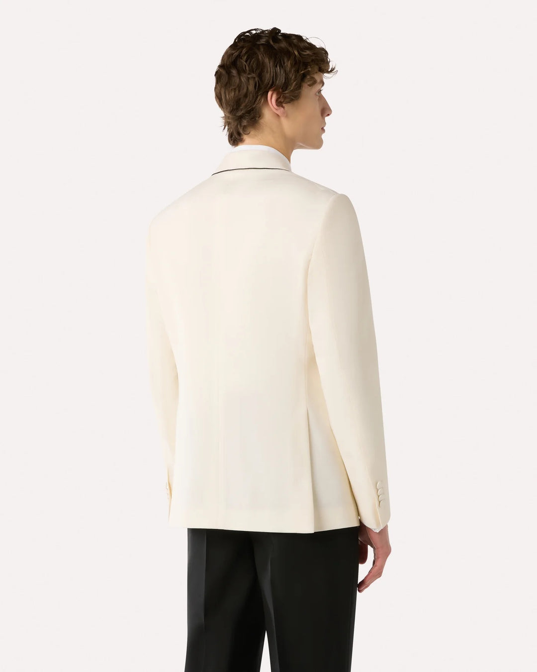 Single-Breasted Jacket in Cream Stretch Wool
