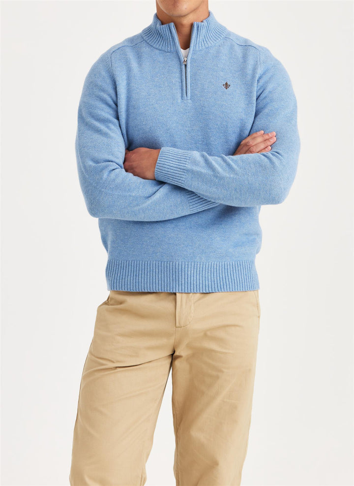 New Hertford Merino Half Zip Light Blue