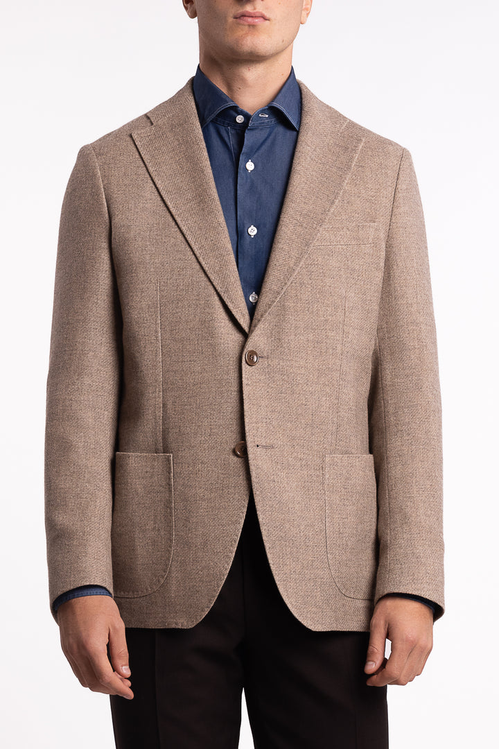 Savino Slim Fit Cotton/Wool Blazer Beige