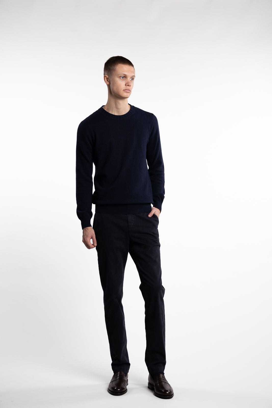 Como Wool/Cashmere Roundneck Navy