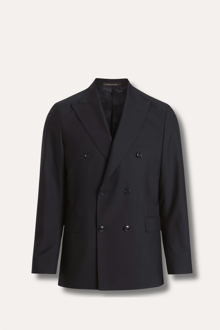 Farris Regular Fit Double Breasted Wool Blazer Dark Navy