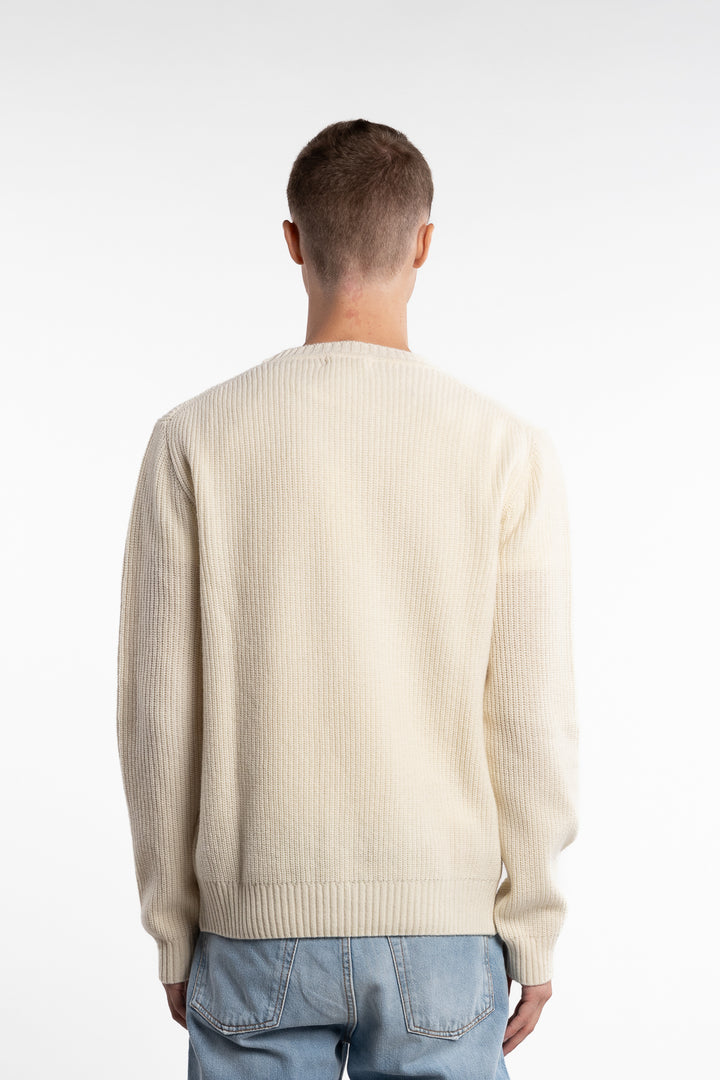 Merino Rib Knit Sweater Off White