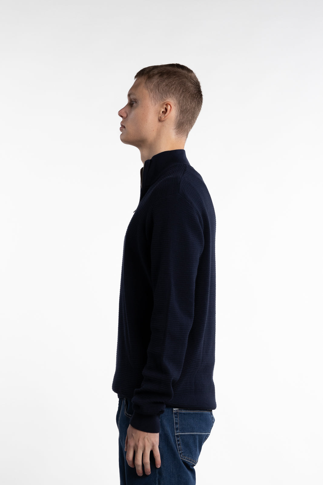 Oscar Half-Zip Knitted Jumper Navy