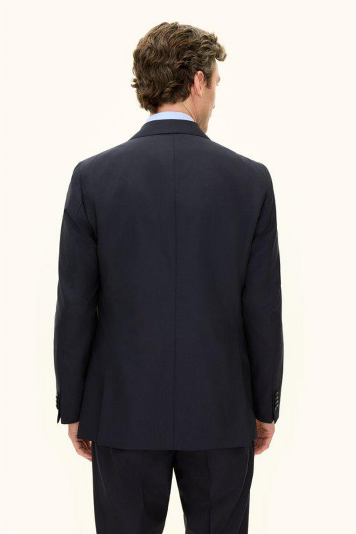 Farris Regular Fit Double Breasted Wool Blazer Navy